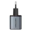 Vention FEWH0-EU 30W GaN lādētājs — 1× USB-C, 1× USB-A, 30 W, melns