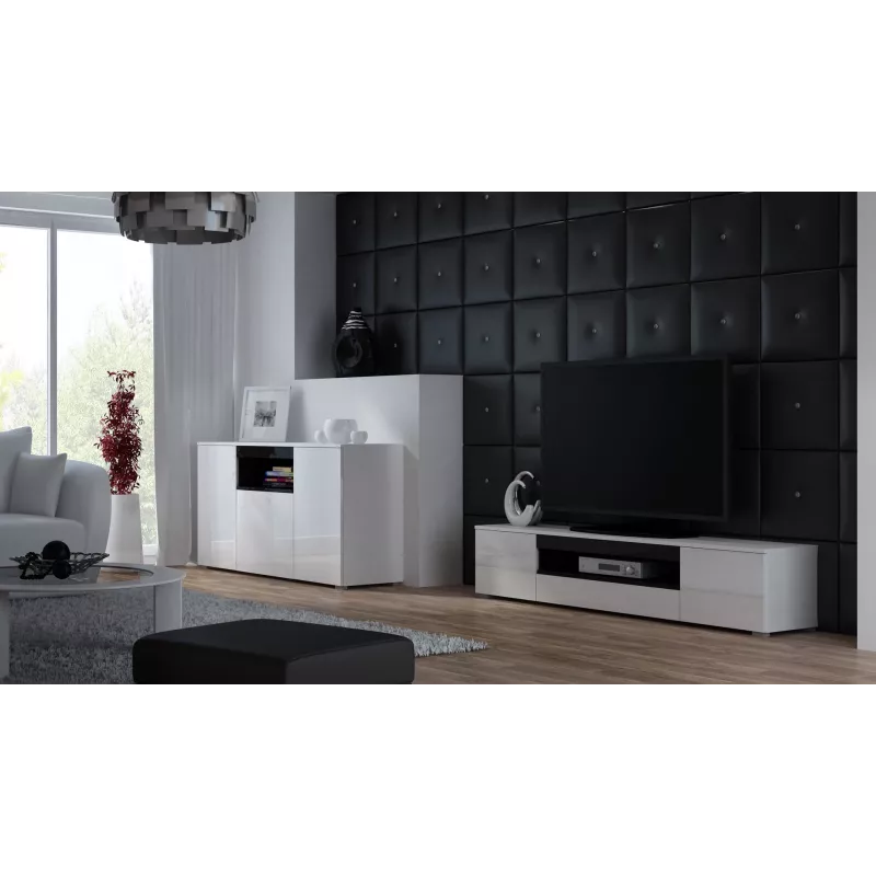 Cama TV statīvs VIVA 180 balts/balts glancēts + melns