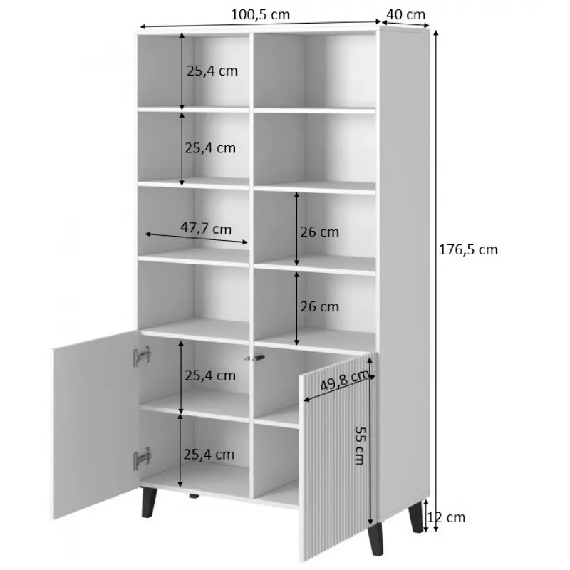 Shelving unit PAFOS 100x40x176.5 cm balts matēts