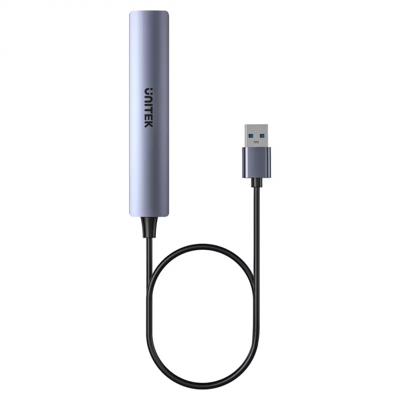 USB centrmezgls Unitek H1208CGY01 — 4 portu USB 3.0 (5 Gbps), atpakaļsaderīgs ar USB 2.0, alumīnija