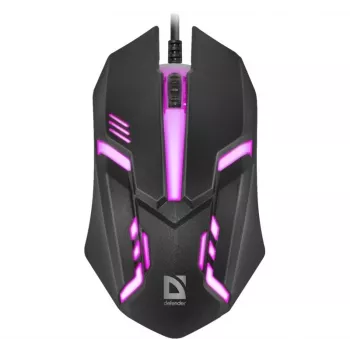 Vadu optiskā pele DEFENDER CYBER MB-560L — piemērota abām rokām, 1200 DPI, USB Type-A, 2 pogas, melna