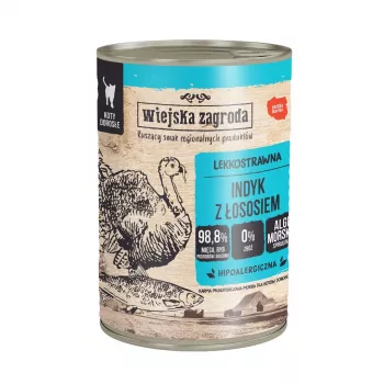 WIEJSKA ZAGRODA Tītara ar lasi - mitrā kaķu barība - 400g