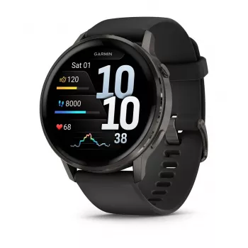 Garmin Venu 4 viedpulkstenis, 45 mm, 1,4 collu AMOLED, GPS, melns