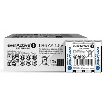 Sārma baterijas everActive LR6 AA 4 komplektā — 1,5 V, 3000 mAh, 50,5 × 14,5 mm