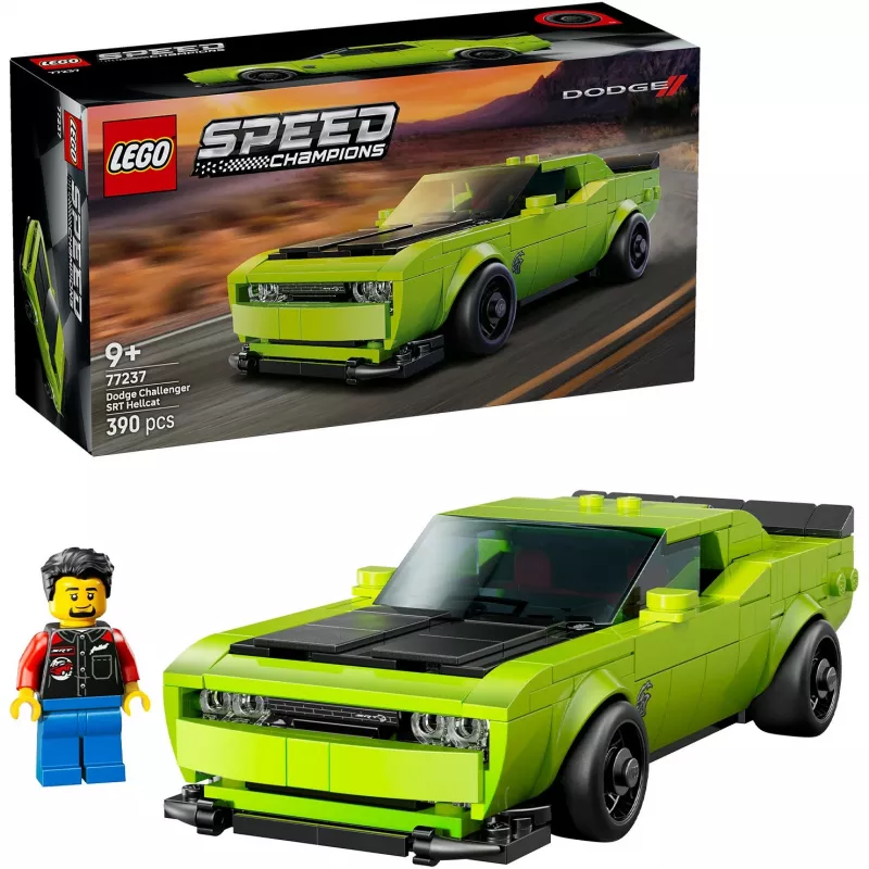 Konstruktora rotaļu auto LEGO Speed Champions Dodge Challenger SRT Hellcat 77237 — 390 detaļas, 1 minifigūra, vecumam 9+