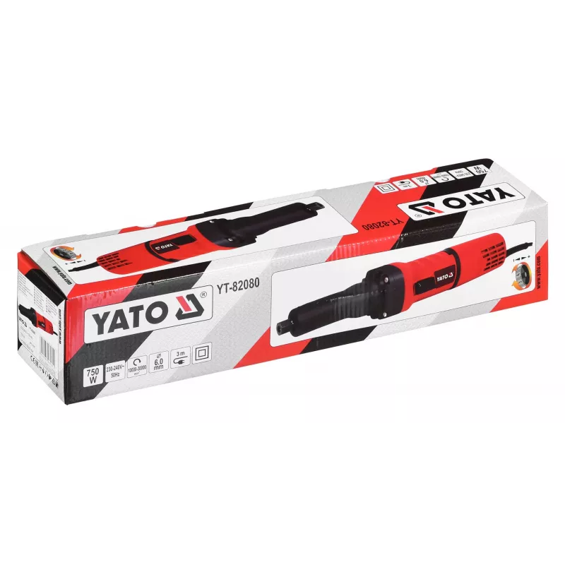 Yato YT-82080 taisnā slīpmašīna, 750 W, 6 mm iespīlējums, 30000 RPM