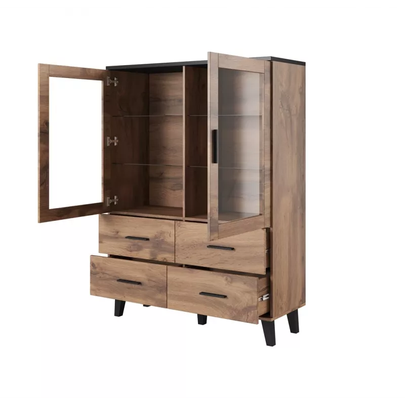 Cama viesistabas komplekts LOTTA 2 (bufete 150 2D3DR + bufete 110 2D4DR + vitrīna 120 + kafijas galdiņš 110)