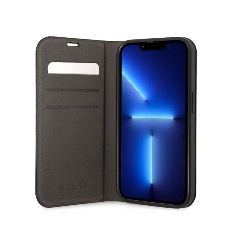 GUESS | Grāmatas vāciņš | Apple | iPhone 14 Pro Max | Gumija/Silikons | Melns