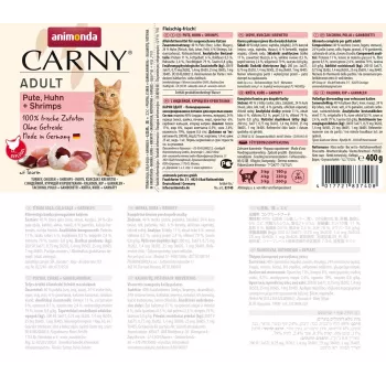 ANIMONDA Carny Adult Turkey, chicken and shrimp - mitrā kaķu barība - 400g
