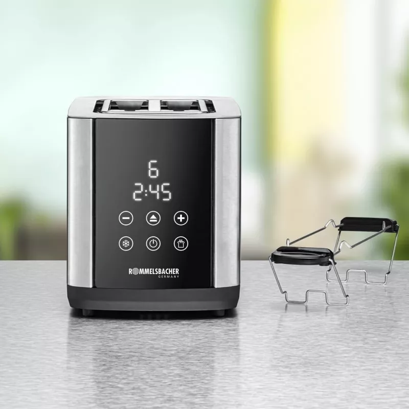 Toaster Rommelsbacher TO850 2 šķēlēm, 850 W, nerūsējošais tērauds/melns, XL spraugas