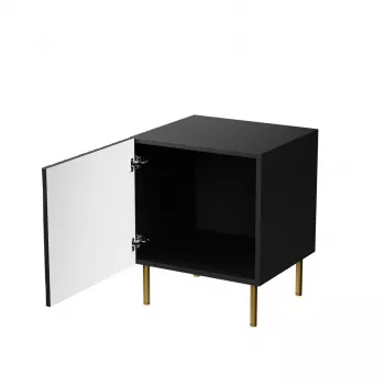 Naktsgaldiņu komplekts 2 gab. cama meble JUNGLE — 53.5×40.5×44 cm, melns matēts MDF/skaidu plātne, zelta kājas