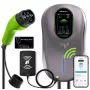 Wallbox QOLTEC EV uzlādes stacija Type 2 22 kW LCD 2 RFID kartes 3 fāžu 5 m kabelis viesnīcu sistēma