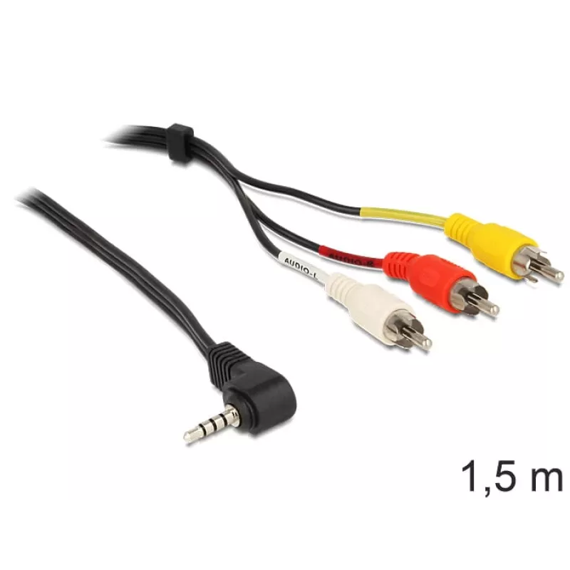 Video kabeļa adapteris DeLOCK 84504 1,5 m 3,5 mm 3 x RCA melns