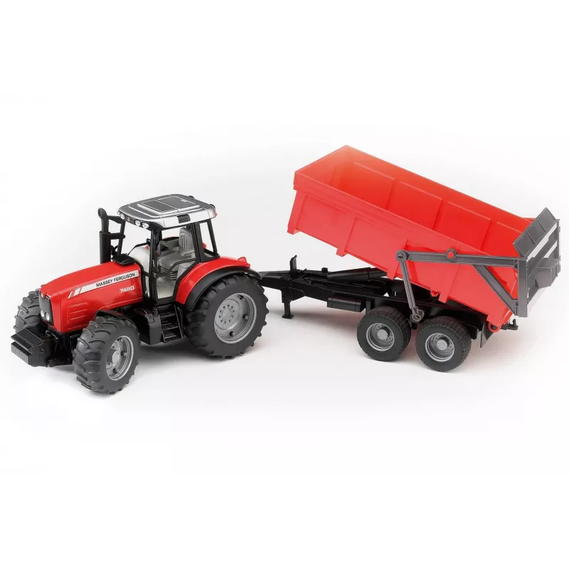 Traktora modelis BRUDER Massey Ferguson 7480 ar pašizgāzēju piekabi