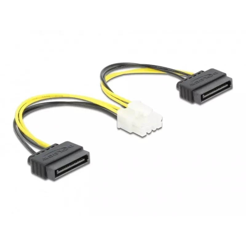 Strāvas kabelis DeLOCK 83020 2 x 15 kontaktu SATA uz 8 kontaktu EPS 15 cm