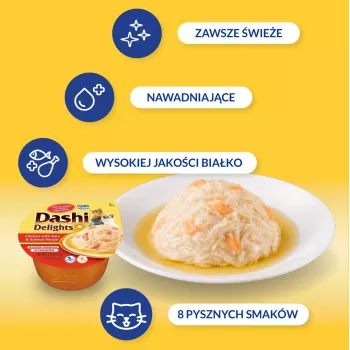 INABA Dashi Delights vistas, tunča un laša buljons - kārums kaķiem - 70g