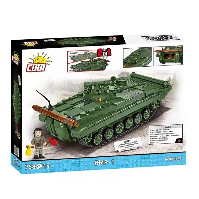 Konstruktoru komplekts Cobi Blocks BMP-1 758 detaļas - mēroga modelis no būvklučiem