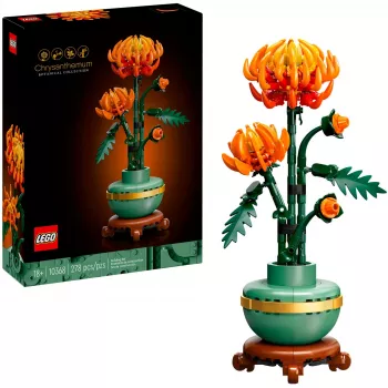 LEGO Icons krizantēmas zieda būvēšanas komplekts – radošs modelis pieaugušajiem, mākslīgā auga dāvana sievietēm, vīriešiem, viņai vai viņam, mājām, birojam
