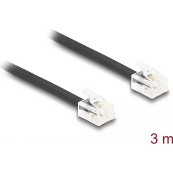 DeLOCK 90619 RJ11 tālruņa kabelis, 3 m, melns