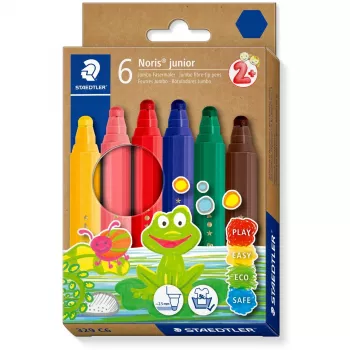 Flomasteri Staedtler 329 C6 — 6 krāsas (zila, brūna, zaļa, rozā, sarkana, dzeltena), platais gals