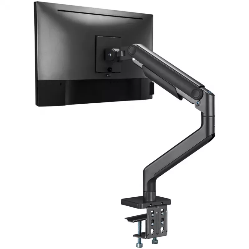 Monitora kronšteins DIGITUS Single, skava, līdz 49 collām (124,5 cm), 20 kg, VESA 75x75–100x100, slīpums -20° līdz 50°, augstumā regulējams, melns