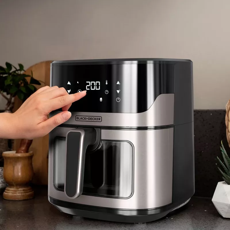 Fritieris ar zemu tauku saturu Black & Decker BXAF6500E 6,5 L, 1600 W, digitāla skārienvadība, 8 programmas, 80–200 °C