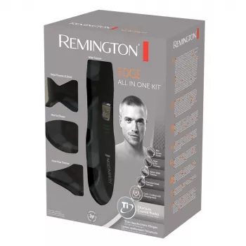 Remington PG6030 Edge personīgās kopšanas komplekts, ar titānu pārklāti asmeņi, 7 garuma iestatījumi, akumulators, bārdai/galvai/degunam/ausīm, melns