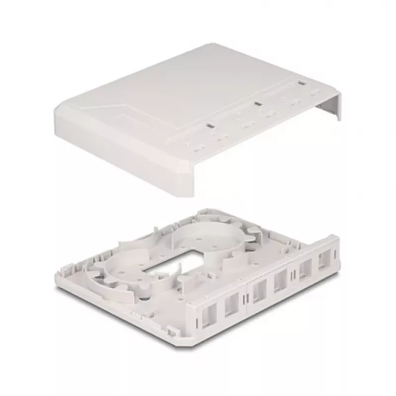DeLOCK 67052 Keystone virsmas montāžas kārba optisko šķiedru moduļiem, 6 pieslēgvietas, balta