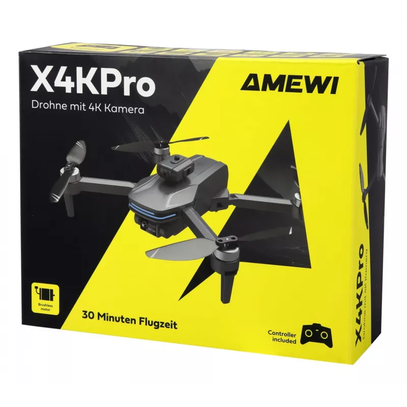 Amewi X4KPro, 4 Rotoren, 3840 x 2160 Pixel, 1500 mAh, pelēka