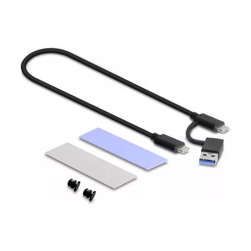 SSD korpuss DeLOCK External USB Type-C Combo Enclosure M.2 NVMe PCIe vai SATA SSD, bez instrumentiem