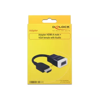 Video kabeļa adapteris HDMI Type A uz VGA D-Sub + 3,5 mm DeLOCK 65587