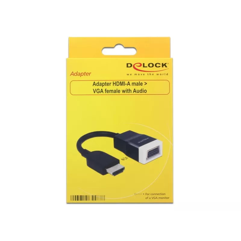 Video kabeļa adapteris HDMI Type A uz VGA D-Sub + 3,5 mm DeLOCK 65587