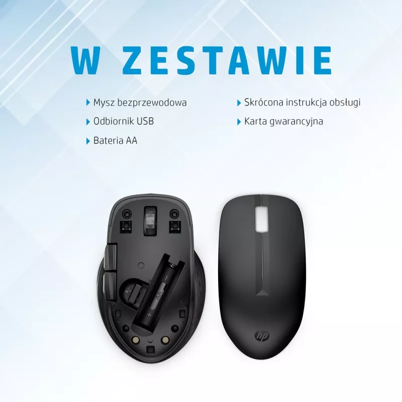 HP 435 Multi-Device Wireless pele, piemērota abām rokām, RF Wireless + Bluetooth, 4000 DPI, melna