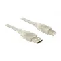 USB kabelis DeLOCK 83892 USB 2.0 1 m USB A USB B caurspīdīgs
