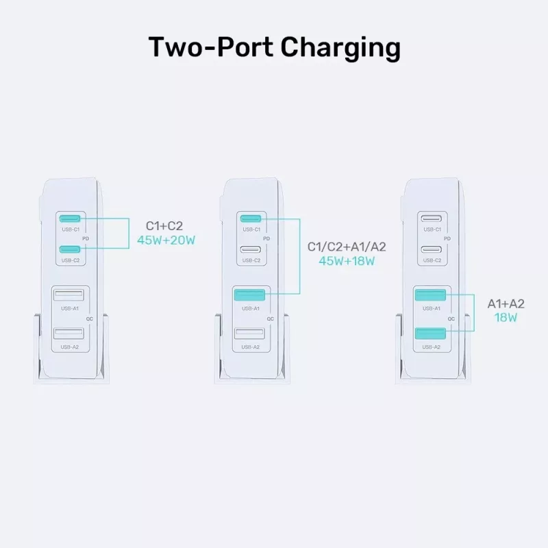 Galda lādētājs Unitek P1228AWH01-EU 70W 2×USB-A 2×USB-C
