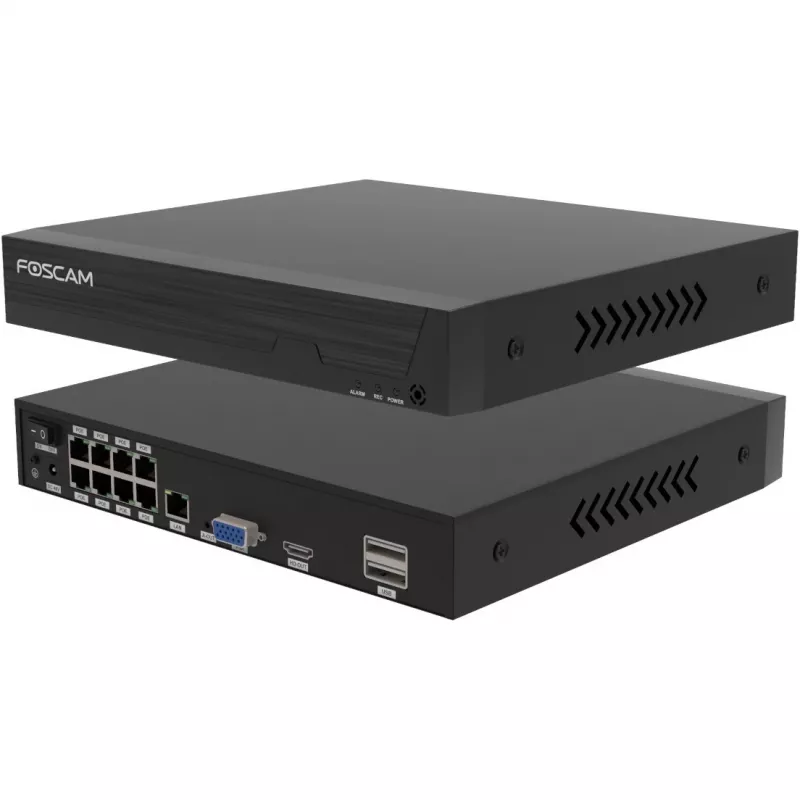 Drošības kameru komplekts Foscam FN9108E-B4-2T — 4 kameras ar ierakstītāju, melns