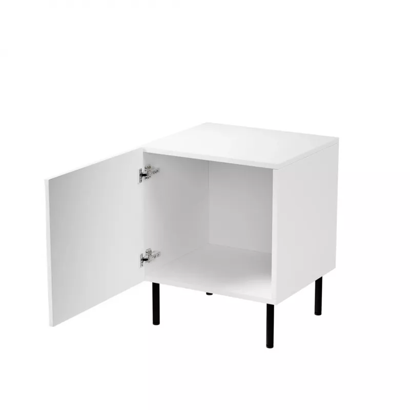 Naktsgaldiņš Cama Meble JUNGLE 53,5×40,5×44 cm balts matēts, MDF un skaidu plātne, melnas kājas, komplektā 2