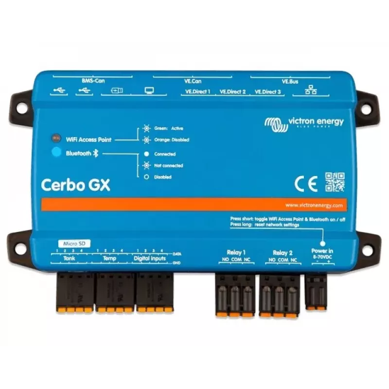 Cerbo GX MK2 Victron Energy BPP900450110 uzlabota uzraudzības sistēma ar attālinātu komunikāciju un displeja atbalstu