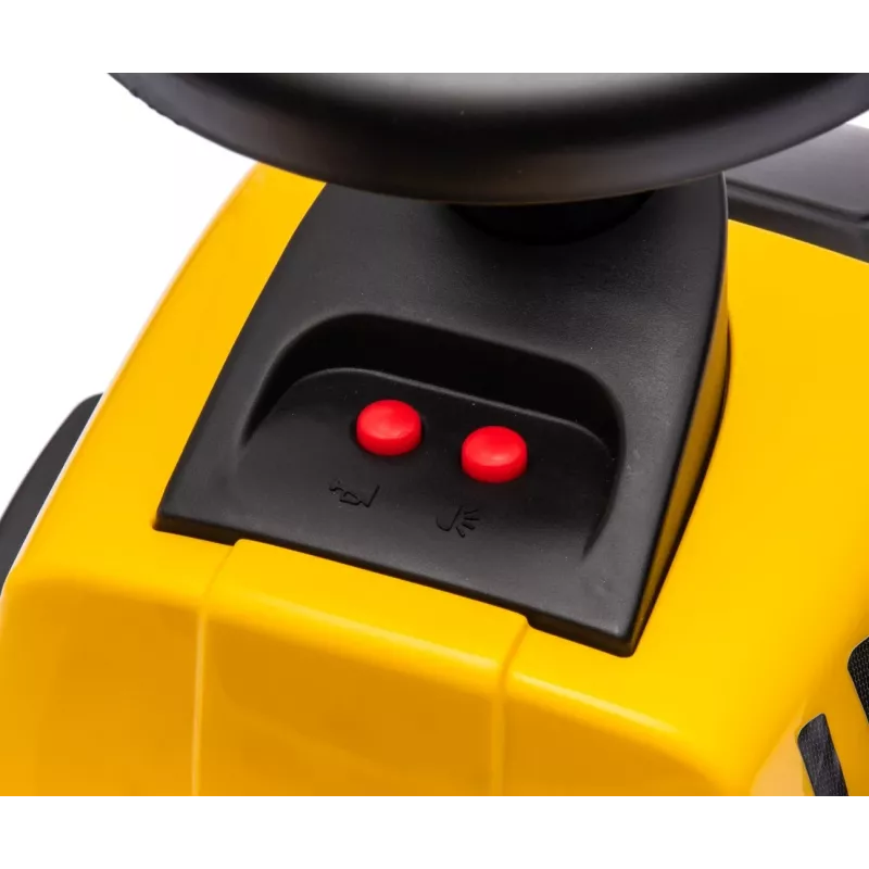 CAT traktors ar piekabi, dzeltens, braucamais