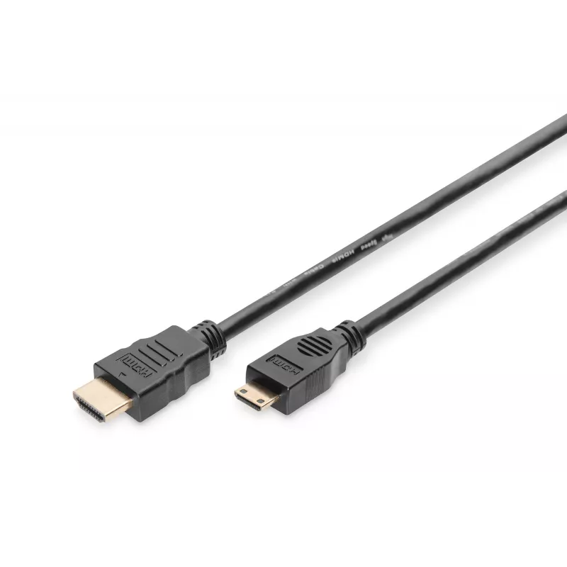 Digitus ASSMANN - video/audio kabelis - HDMI - 30 AWG - Mini-HDMI, 19 kontaktu (V) - HDMI, 19 kontaktu (V) - 3 m - dubulta izolācija - melns (AK-330106-030-S)