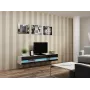 TV statīvs Cama Meble VIGO NEW 30/180/40, balta virsma, melns spīdīgs rāmis, 1800×400×300 mm