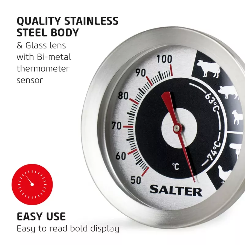 Analogue Meat Thermometer Salter 512 SSCR nerūsējošais tērauds – analogais termometra zonde cepeškrāsnij un grilam
