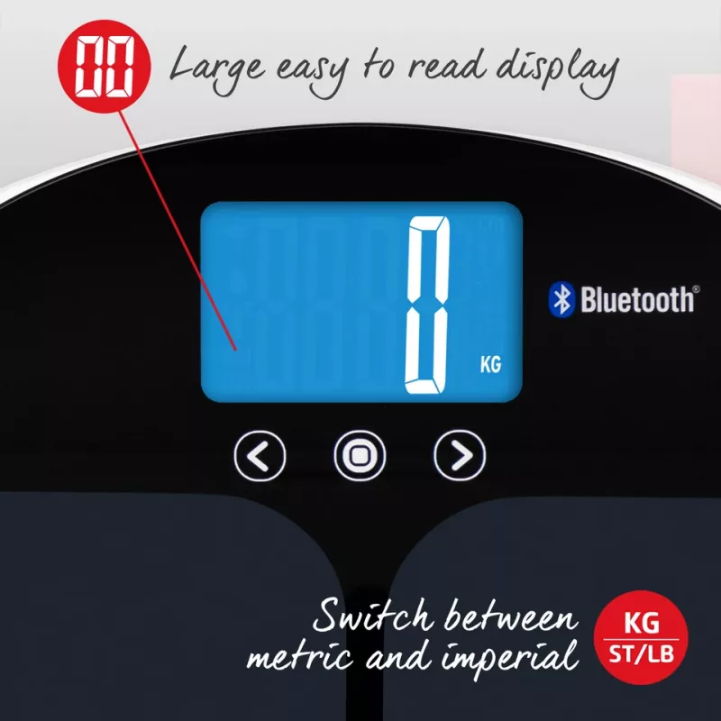 Vannasistabas svari Salter 9192 BK3R Curve Bluetooth Smart Analyser