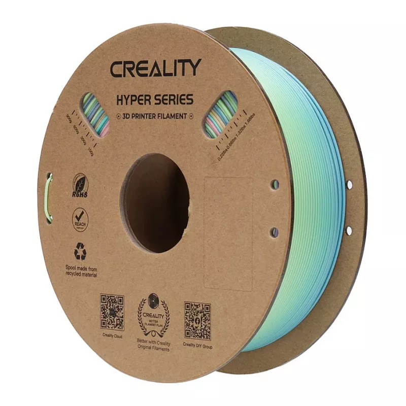 3D drukāšanas pavediens Creality PLA 1.75 mm, 1 kg — Zils/Zaļš/Rozā (Creality 3301010424)