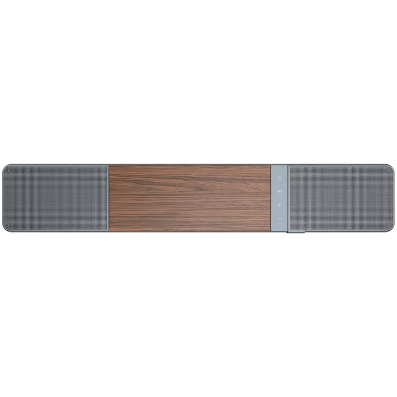 Soundbar KLIPSCH Flexus CORE 100 — 2.1 kanāli, 100 W, iebūvēts zemfrekvenču skaļrunis, pelēks/valriekstkoks