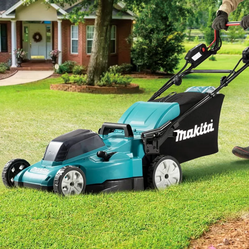 Makita DLM481Z zāles pļāvējs Stumjamais zāles pļāvējs Ar bateriju Melns, Zils, Metālisks