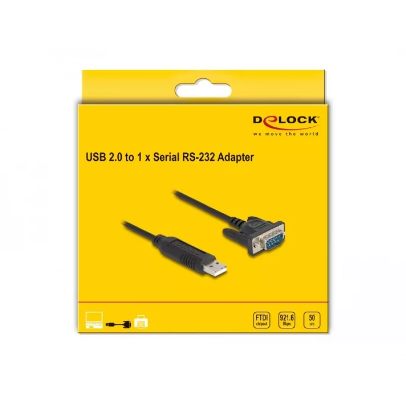 DeLOCK USB 2.0 uz seriālā RS-232 adapteris 50 cm FTDI Melns