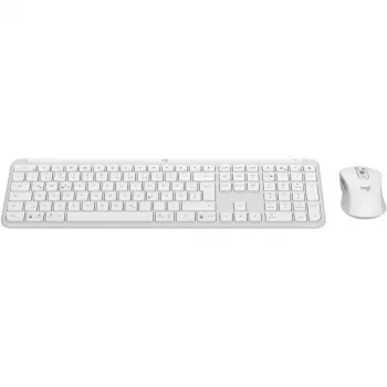 Logitech MK950 Signature Slim tastatūra un pele, biroja RF bezvadu + Bluetooth, QWERTZ vācu, grafīts balts
