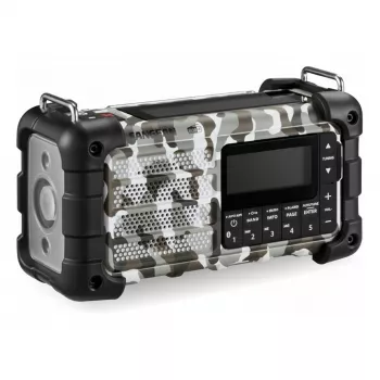 Portatīvais avārijas radio Sangean MMR-99 DAB+ ar rokas kloķi un saules uzlādi, Artic Camo
