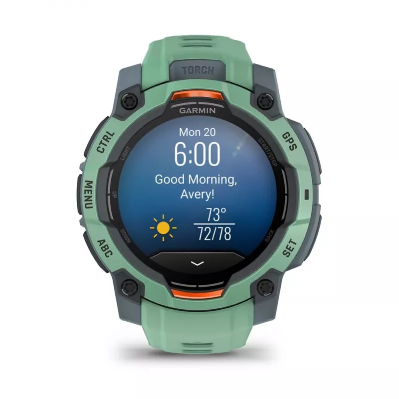 Garmin Instinct 3 AMOLED 3.05 cm (1.2) 45 mm Digital 390 x 390 pikseļi skārienjūtīgs Zaļš GPS (satelīts)